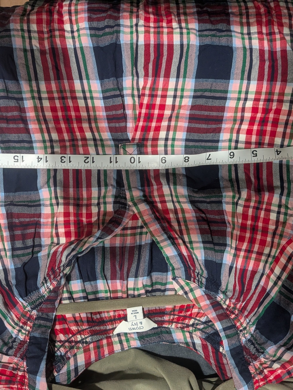 Crown & Ivy Womens L Red & Navy Plaid Blouse 3/4 Sleeves - Picture 6 of 6